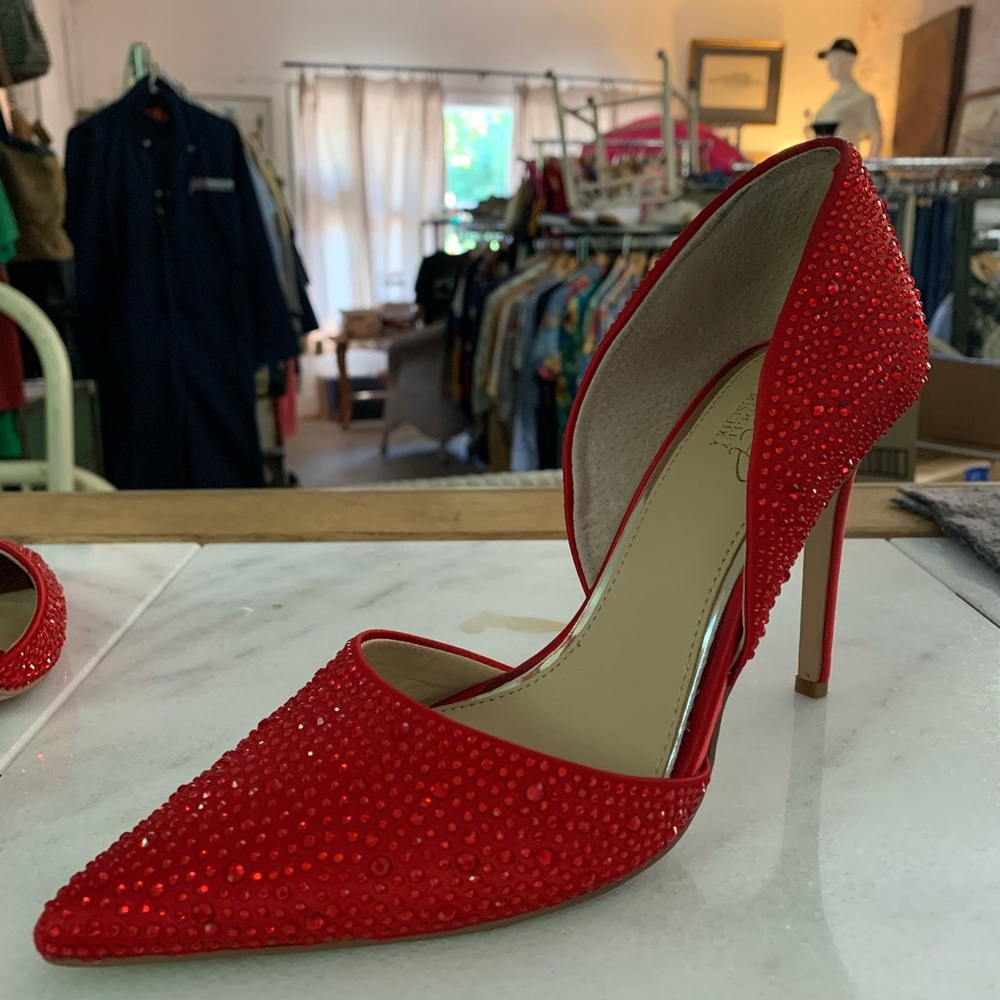 JEWEL BADGLEY MISCHKA Womens Red D Orsay Justise Stiletto Slip On Pumps 7 m
